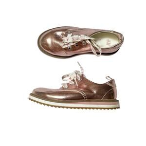 H&M Metallic Pink Lace Up Shoes Size 10.5 Youth